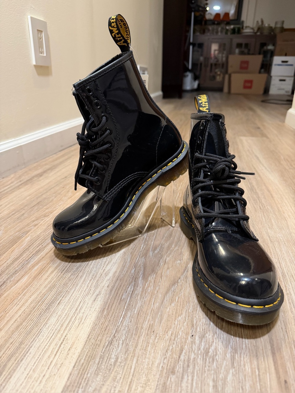 Dr. Martens 1460 W Black Patent Leather Boots Women’s Size 7 New